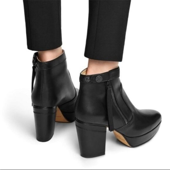 Acne Studios 'Track' block heel platform Black Ankle Boots 6.5 - Picture 8 of 14